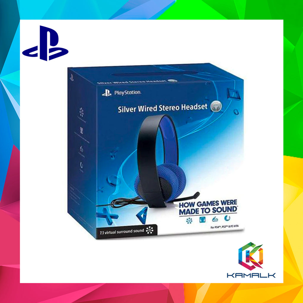 PS4 Silver Wired Stereo Headset + 1 Week Warranty