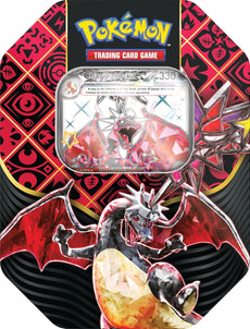 Pokemon TCG: Scarlet & Violet – Paldean Fates Tin – Shiny Charizard ex (1 Foil Promo Card and 4 Boosters)